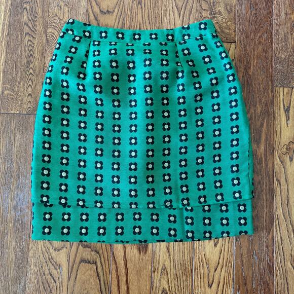 Anthropologie HD in Paris Skirt Womens 2 Green Garden Glimmer Skinny Pencil Mini - Picture 8 of 11